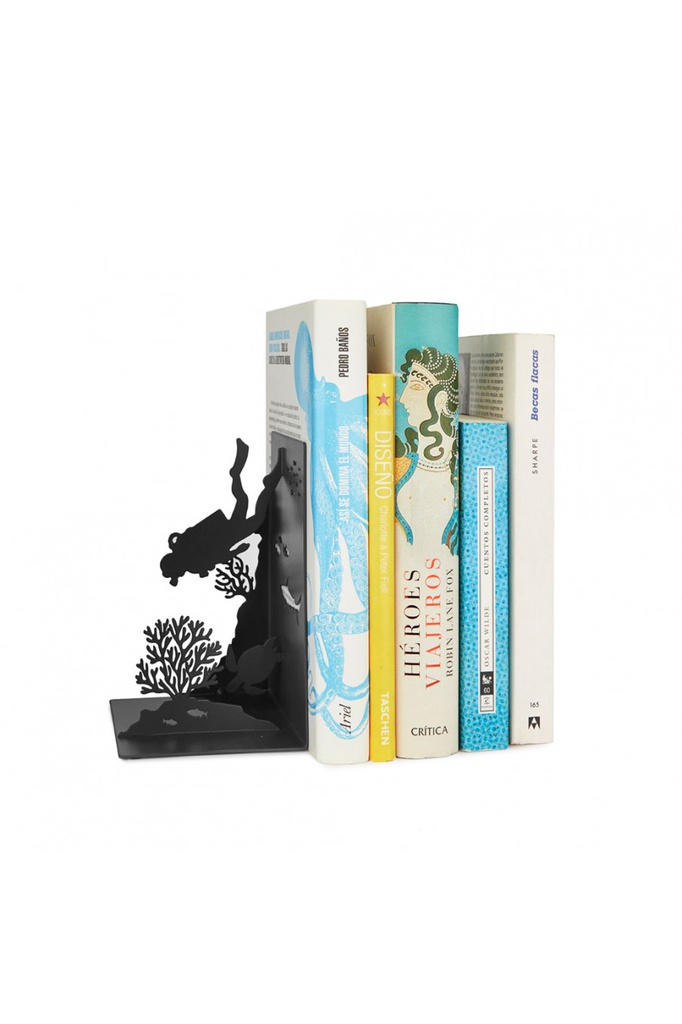 Sujeta Libros Negro Metal