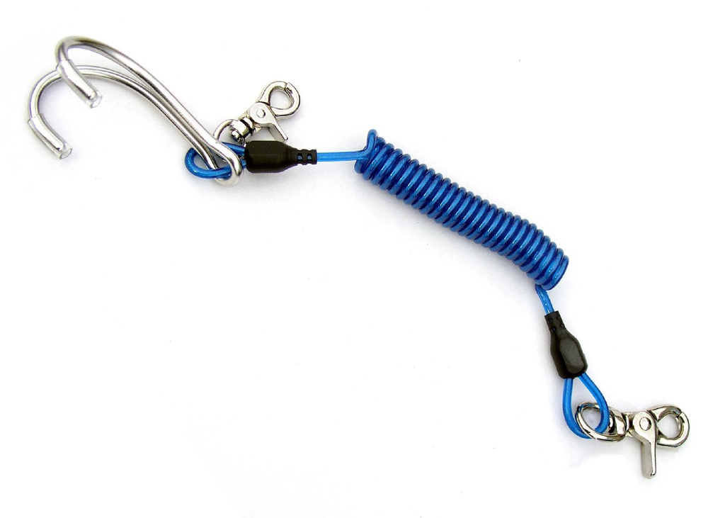 Lanyard Cressi Extensor Acero Gancho Inox + 2 Mosquetones Pro