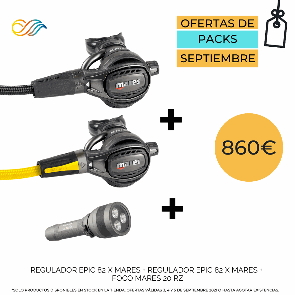 Pack Regulador Mares Epic 82x + Octopus Epic + Foco Mares 20Rz